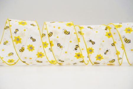 Весняний квітковий колекційний стрічка з бджолами_KF7565GC-1-6_білий